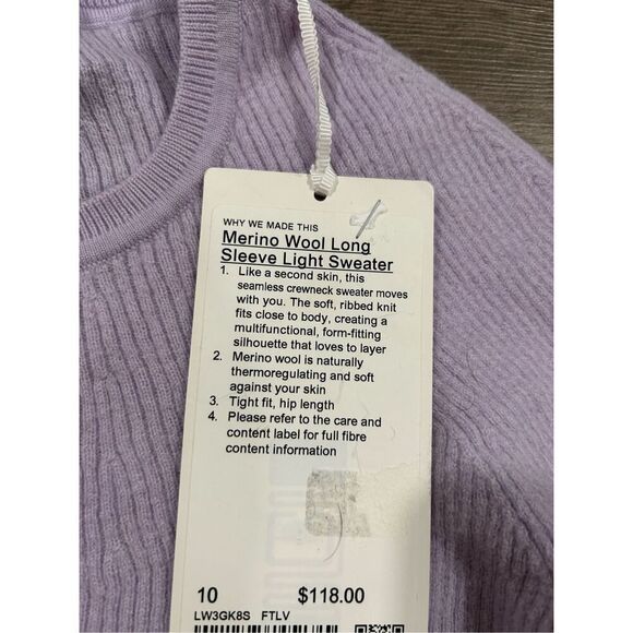 Lululemon Sweaters Merino Wool Long Sleeve Light Sweater Sz 10 - Picture 4 of 5